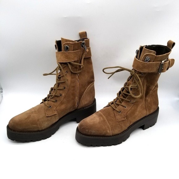 Sam Edelman Women Brown Suede Zip Junip Combat Boots 7 - Picture 2 of 7